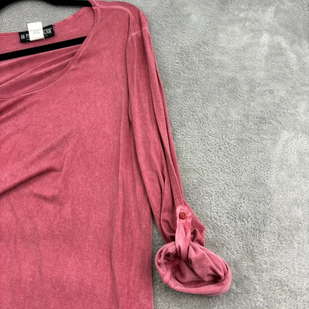 Pyramid Collection Tunic Top‎ Dress Womens M Pink Rayon Peplum Whimsical Dainty